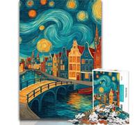 Puzzle da 1000 pezzi per adulti, Città sotto il cielo notturno, per adulti e adolescenti, giocattoli, giochi educativi, antistress, lista dei desideri con Babbo Natale, 50x75cm