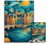 Puzzle da 1000 pezzi per adulti, Città sotto il cielo notturno, puzzle in legno per regali di decorazione per la casa, giocattolo stimolante per la famiglia, perfetto per le serate di gioco, 50x75cm