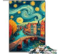 Puzzle da 1000 pezzi per adulti, città sotto il cielo notturno, puzzle per adulti 50x75cm, sfida per la mente, attività educativa per adolescenti