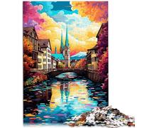 Puzzle da 1000 pezzi, per adulti, città vecchia di Zurigo, puzzle difficile, 26 x 38 cm, regali per amici e familiari per adolescenti dai 14 anni in su
