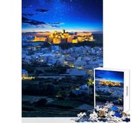 Puzzle da 1000 pezzi per adulti Cittadella illuminata con vista sulla città di notte a Gozo Decorazione per la casa Giocattoli Regalo Compleanno Gioco pratico Attività divertenti a casa 38x26cm