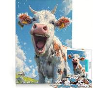 Puzzle da 1000 pezzi per adulti "Claire la mucca di campagna", gioco interattivo, corsa di velocità manuale, con pezzi a incastro di forma casuale 50x75cm