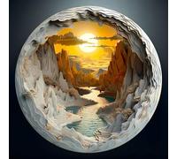 Puzzle da 1000 pezzi, per adulti, classici puzzle rotondi, visuale 3D grotta paesaggio, 67,5 x 67,5 cm, Jigsaw, carta di carta blu, 1000 puzzle unici per famiglia amici