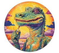 Puzzle da 1000 pezzi per adulti, coccodrillo del Nilo psichedelico, puzzle in cartone, attività per la casa per feste, compleanni e serate di giochi in famiglia (67,5x67,5 cm)