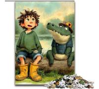 Puzzle da 1000 pezzi per adulti, coccodrillo e bambino, in legno, 50x75cm, regalo perfetto per genitori, amanti e amici - età 14+