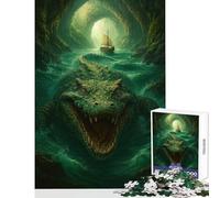 Puzzle da 1000 pezzi per adulti Coccodrillo gigante nella grotta con barca Decorazione per la casa Giocattoli Regali per donne Uomini Gioco pratico Migliorare l'amore tra coppie Dimensioni 50x75cm