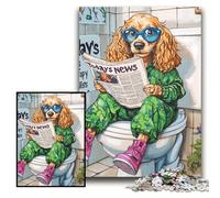 Puzzle da 1000 pezzi per adulti Cocker Spaniel Go Toilet. Puzzle da 1000 pezzi che sviluppa la coordinazione occhio-mano, perfetto come regalo di compleanno. Dimensioni: 26x38cm.