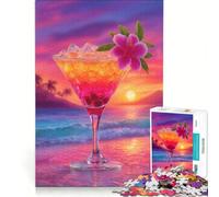 Puzzle da 1000 pezzi per adulti cocktail tropicale sulla spiaggia al tramonto antistress sfida impegnativa ideale come regalo per tutta la famiglia 38x26cm