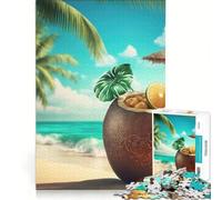 Puzzle da 1000 pezzi per adulti "Coconut on the Beach", gioco interattivo, gara di velocità manuale, con pezzi a incastro di forma casuale 38x26cm