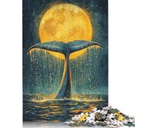 Puzzle da 1000 pezzi per adulti, coda di balena sotto la luna, puzzle per adulti, puzzle in legno, giocattolo educativo antistress, puzzle da 1000 pezzi (75x50 cm)