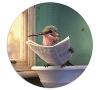 Puzzle da 1000 pezzi per adulti Colibrì che legge il giornale Puzzle rotondo da 1000 pezzi Ideale regalo di Natale e arredamento per la casa 67,5x67,5 cm