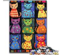 Puzzle da 1000 pezzi per adulti, collage di gatti artistici, puzzle impossibili per adulti, 50x75cm, ideale come decorazione fai da te e come regalo rompicapo