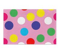 Puzzle da 1000 pezzi per adulti colorati a pois rosa divertenti stupidi regali da uomo unico arte floreale animale, 75 x 50 cm