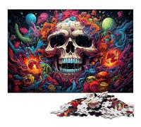 Puzzle da 1000 pezzi per adulti, colorati graffiti psichedelici, arte del teschio, puzzle in legno ad alta difficoltà, rompicapo per adolescenti, 50x75CM/19,68x29,52 pollici