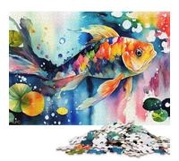 Puzzle da 1000 pezzi per adulti, colorati pesci koi dipinti, puzzle quadrati creativi per adulti, puzzle per la decorazione della casa (75x50 cm)