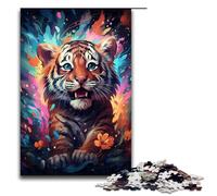 Puzzle da 1000 pezzi per adulti colorati psichedelici con graziosi puzzle di tigri regali di compleanno per adolescenti dai 14 anni in su 75x50 cm