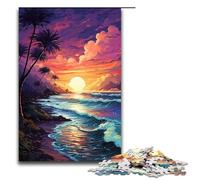 Puzzle da 1000 pezzi per adulti colorati psichedelici tramonto sulla spiaggia idee regalo per stimolare l'intelletto e l'educazione 75x50 cm
