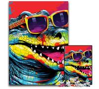 Puzzle da 1000 pezzi per adulti, coloratissimi coccodrilli del Nilo, puzzle in legno, per serate di gioco in famiglia, fai da te, opera d'arte decorativa 50x75CM/19,68x29,52 pollici