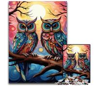 Puzzle da 1000 pezzi per adulti, coloratissimi gufi in legno, gioco di sfida per adolescenti e interazione familiare, 50x75CM/19,68x29,52 pollici