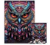 Puzzle da 1000 pezzi per adulti, coloratissimi gufi in legno, rompicapo ad alta difficoltà per adolescenti, 50x75CM/19,68x29,52 pollici