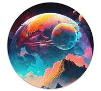Puzzle da 1000 pezzi per adulti, coloratissimi pianeti e montagne, rotondi, da 1000 pezzi, ideali come regalo per uomini e donne, per tutti i giorni e per occasioni speciali (67,5x67,5cm)