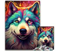 Puzzle da 1000 pezzi per adulti, coloratissimi puzzle in legno a forma di husky, gioco di sfida per adolescenti e interazione familiare, 50x75CM/19,68x29,52 pollici