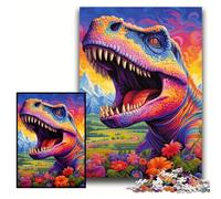 Puzzle da 1000 pezzi per adulti, coloratissimi puzzle in legno raffiguranti il Tyrannosaurus Rex, 50x75cm, per una serata di gioco in famiglia, divertenti opere d'arte decorative fai da te.