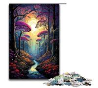 Puzzle da 1000 pezzi per adulti colorato ambientato nella foresta magica divertente per tutta la famiglia con poster abbinato e foglio di quiz 75x50 cm.