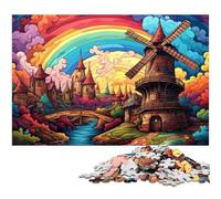 Puzzle da 1000 pezzi per adulti colorato arcobaleno città del mulino a vento puzzle di carta giocattolo educativo per l'apprendimento 1000 pezzi (38x26 cm)