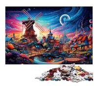 Puzzle da 1000 pezzi per adulti colorato arcobaleno mulino a vento città giochi educativi regali di Natale e compleanno per adolescenti dai 14 anni in su 1000 pezzi (75x50 cm)