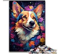 Puzzle da 1000 pezzi per adulti, colorato cane Corgi in legno, gioco interattivo per famiglie, adatto dai 14 anni in su, 50x75cm, Natale o compleanni