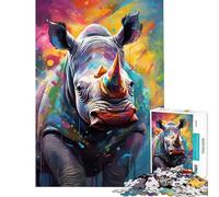 Puzzle da 1000 pezzi per adulti colorato con animali selvatici e rinoceronti gioco intellettuale adatto a tutta la famiglia e alle coppie un'ottima idea regalo (dimensioni 50x75cm)