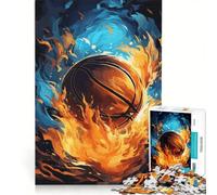 Puzzle da 1000 pezzi per adulti, colorato, con tema basket e fuoco, giocattolo fai-da-te, per divertimento in famiglia, per rafforzare l'amore tra le coppie 50x75cm