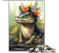 Puzzle da 1000 pezzi per adulti, colorato, dipinto a mano, con coccodrillo in legno, attività divertente per la casa, 50x75cm, decorazione artistica fai da te, regalo di compleanno perfetto