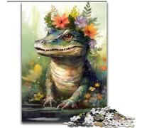 Puzzle da 1000 pezzi per adulti,colorato,dipinto a mano,raffigurante un coccodrillo Realizzato in cartone,ideale per il divertimento in famiglia Regalo perfetto per feste e compleanni 1000 pezzi