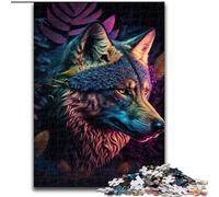 Puzzle da 1000 pezzi per adulti, colorato e astratto, a forma di lupo, gioco rompicapo per adolescenti, regalo perfetto per una serata di giochi in famiglia (dimensioni: 50x75cm)