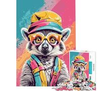 Puzzle da 1000 pezzi per adulti colorato e fantasioso con un lemure gioco pratico e stimolante idea regalo per compleanno (dimensioni 50x75cm)