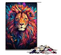Puzzle da 1000 pezzi per adulti colorato e psichedelico gioco "Il Re Leone d'oro" ideale come regalo per tutta la famiglia 75x50 cm.