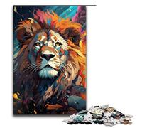 Puzzle da 1000 pezzi per adulti colorato e psichedelico il Re Leone d'oro giocattoli per l'intrattenimento della famiglia decorazioni e regali unici per la casa 75x50 cm.