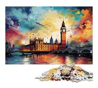 Puzzle da 1000 pezzi per adulti colorato e psichedelico raffigurante il Big Ben e il London Eye opera d'arte per adolescenti dai 14 anni in su 1000 pezzi (38x26 cm)