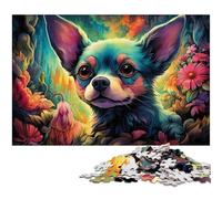 Puzzle da 1000 pezzi per adulti colorato e psichedelico raffigurante un cane chihuahua un puzzle impegnativo e difficile un'opera d'arte per adolescenti dai 14 anni in su 1000 pezzi (75x50 cm)