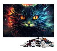 Puzzle da 1000 pezzi per adulti colorato e psichedelico raffigurante un gatto Maine Coon per adulti puzzle di carta divertenti giochi da 1000 pezzi (38x26 cm)