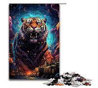 Puzzle da 1000 pezzi per adulti colorato e psichedelico raffigurante una tigre panzer in azione ideale come gioco educativo giocattolo o opera d'arte regalo (dimensioni 75x50 cm)
