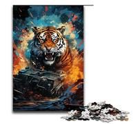 Puzzle da 1000 pezzi per adulti colorato e psichedelico raffigurante una tigre panzer in azione per un gioco educativo un giocattolo un'opera d'arte un regalo 1000 pezzi (75x50 cm)