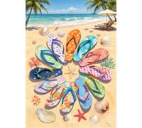 Puzzle da 1000 pezzi per adulti colorato flip-flops cerchio sulla spiaggia un gioco di puzzle estivo impegnativo e gioioso per gli amanti dell'estate e della spiaggia divertente arte da parete e idea