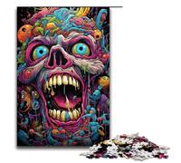 Puzzle da 1000 pezzi per adulti colorato gioco di puzzle psichedelico con teschio malvagio decorazione perfetta per adolescenti dai 14 anni in su (dimensioni 75x50 cm)
