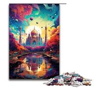Puzzle da 1000 pezzi per adulti colorato gioco di puzzle psichedelico del Taj Mahal in India (dimensioni 75x50 cm)