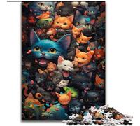 Puzzle da 1000 pezzi per adulti,colorato,in legno,raffigurante una tribù di gatti,un regalo perfetto per il divertimento in famiglia,50x75cm,ideale per arredare la casa,allenare la mente e come regalo