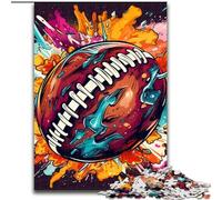 Puzzle da 1000 pezzi per adulti, colorato pallone da football americano in legno, attività divertente da fare a casa 50x75cm per feste, compleanni e serate di gioco in famiglia