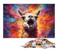 Puzzle da 1000 pezzi per adulti colorato psichedelico alpaca sfida educativa antistress sfida difficile 1000 pezzi (38x26 cm)